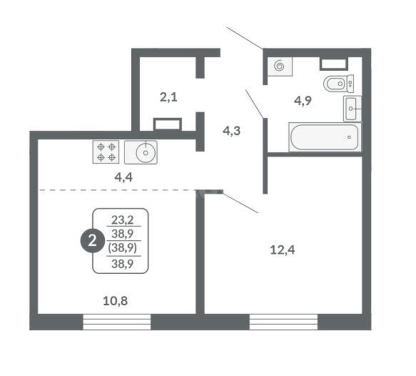планировка квартиры 39 м2